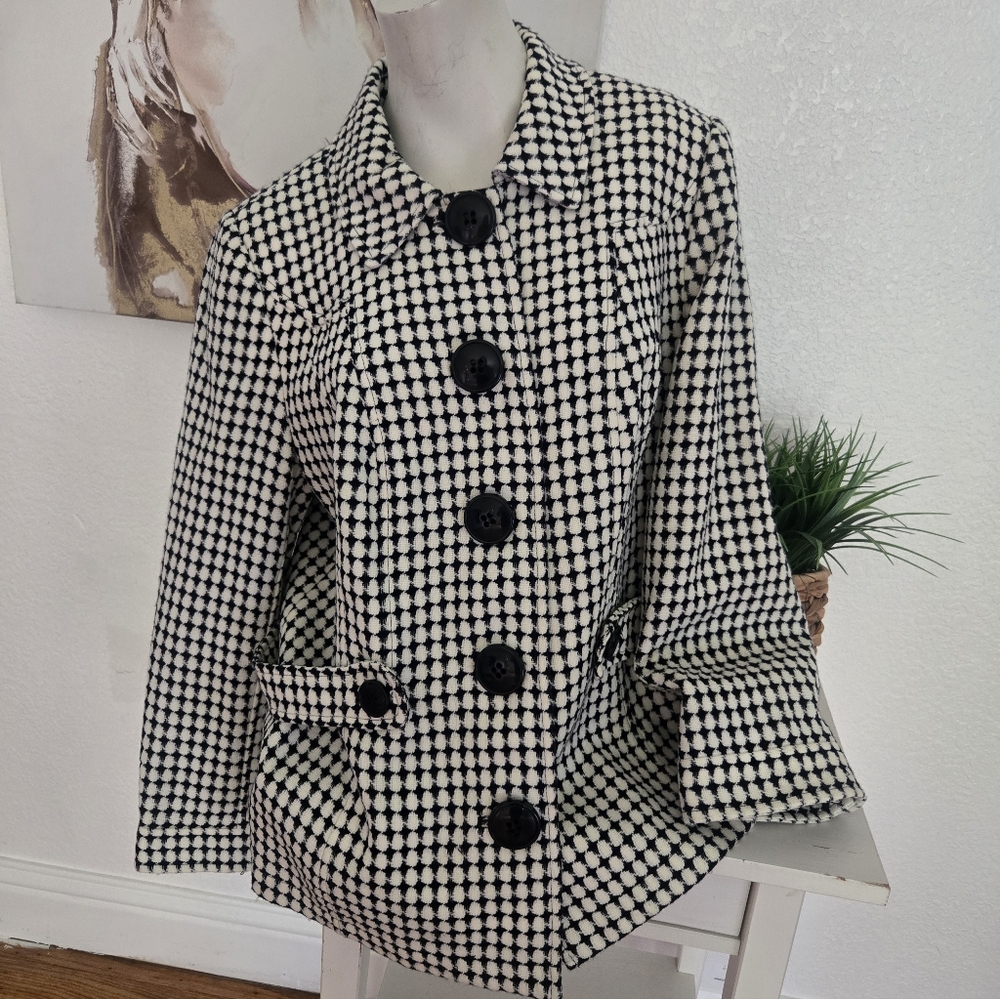 Style & Co. Women Stylish Black and White Women's Coat Size 14W - Picture 2 of 7